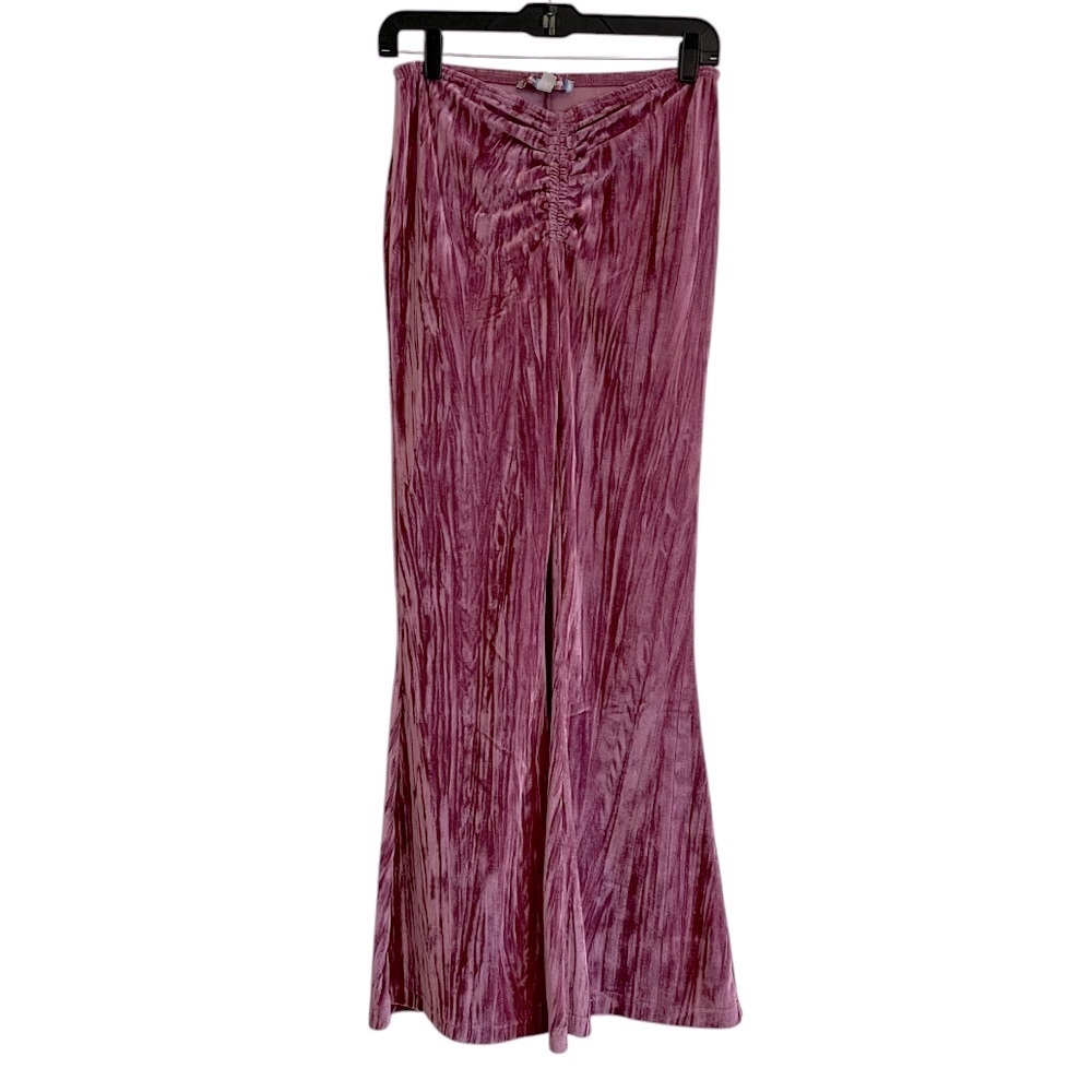 Urban Outfitters Mauve Crushed Velvet Flare Pants - Medium